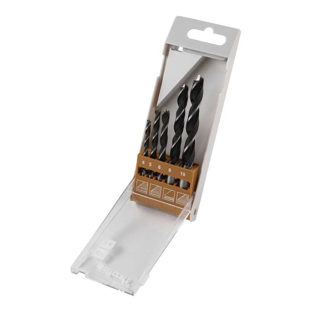 Conjunto de Broca Espiral de Madeira Cv 5 Pe&ccedil;as &Oslash;4, 10mm 8458000 Wolfcraft