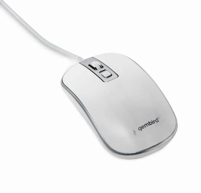 Raton Gembird Wired Optical Mouse Usb White Silver
