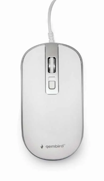 Raton Gembird Wired Optical Mouse Usb White Silver