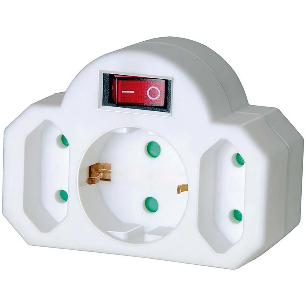 Adaptador com Interruptor On / Off e 2 + 1 Schuko