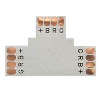 Conector Tipo T para Cinta de Leds, 10mm, Rgb. Co.