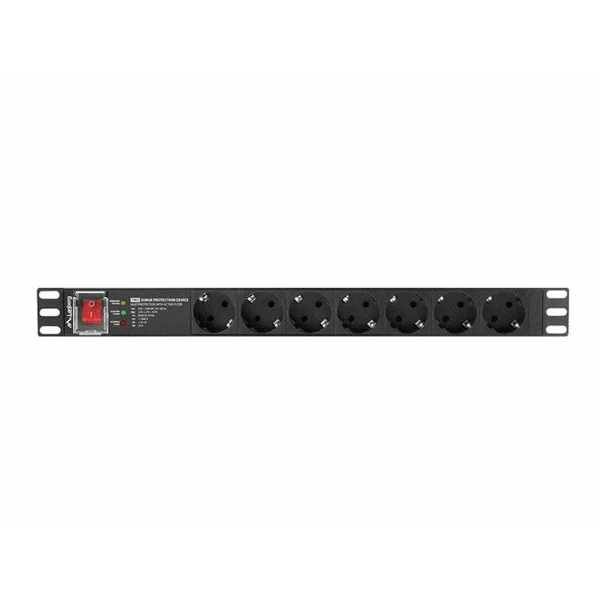 Regleta Lanberg 1u 16a 7x Schuko Rack 19" 2m Negro