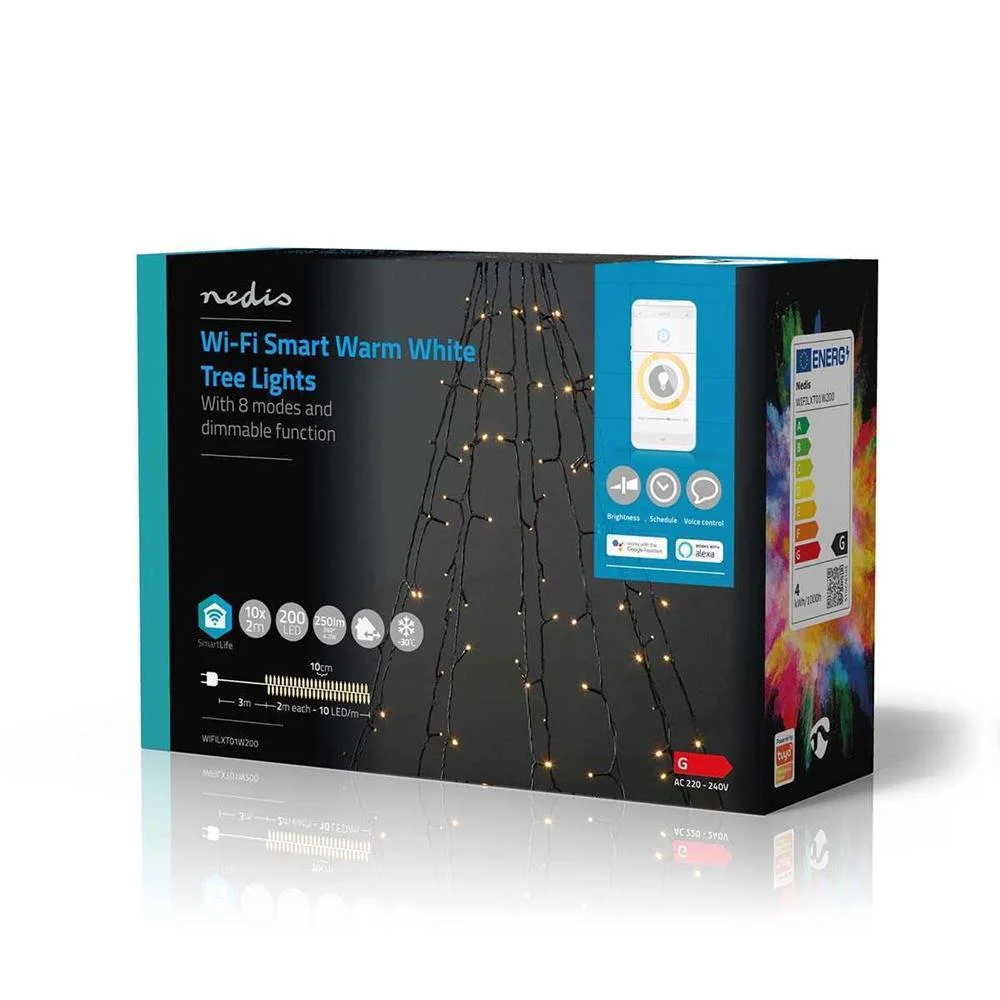 Ilumina&ccedil;&atilde;o Decorativa Nedis Smartlife Wi-Fi Branco | 200 Leds | 10x2m | Android / Ios