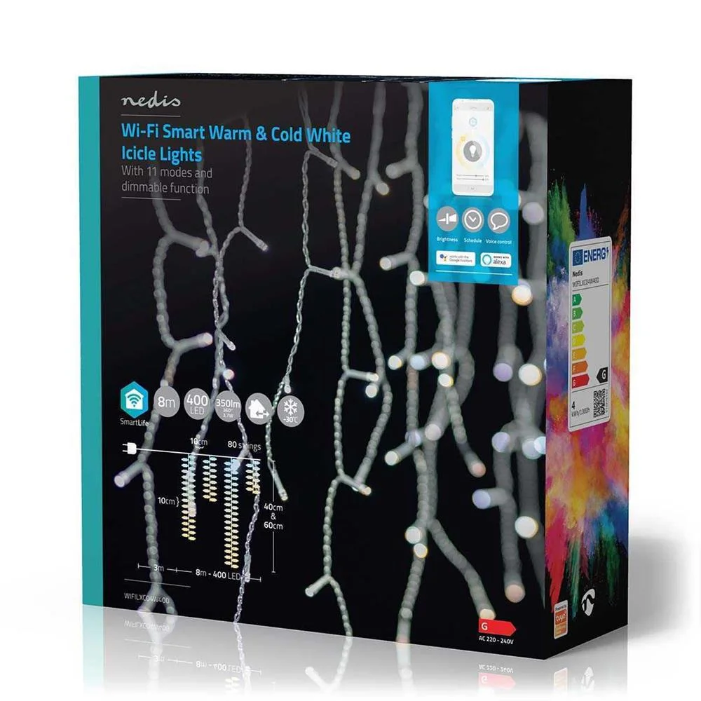 Ilumina&ccedil;&atilde;o Decorativa Nedis Smartlife Wi-Fi Warm To Cool White | 400 Leds | 3m | Android / Ios