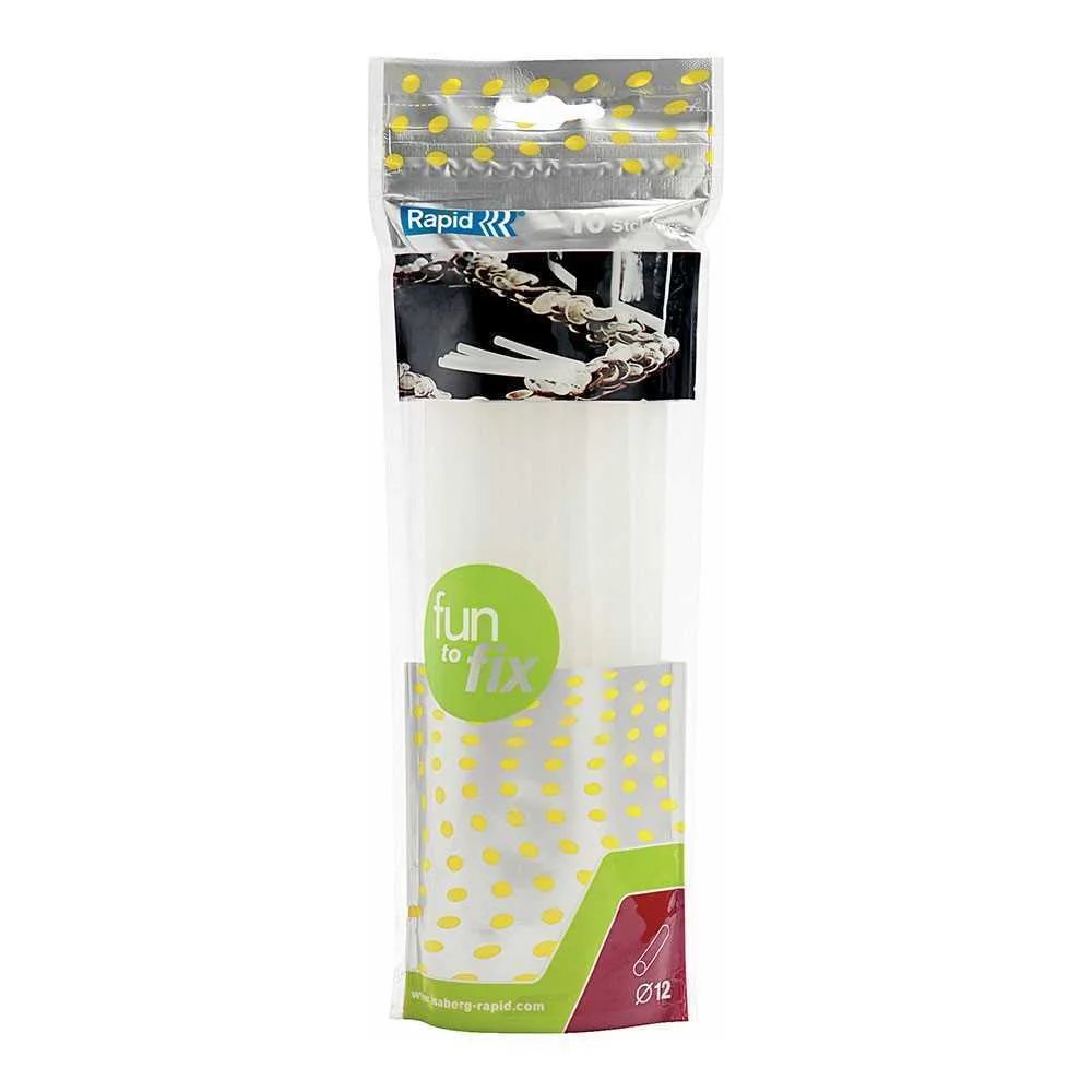 Saco 10 Tubos de Cola Fun To Fix Transparente &Oslash;12x190mm 23499500 Rapid