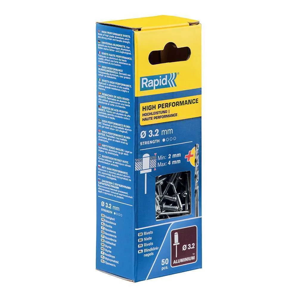 Bl&iacute;ster de 50 Rebites &Oslash;3,2x8mm. Alu+Broca 5000383 Rapid