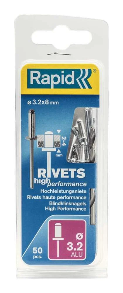 Bl&iacute;ster de 50 Rebites &Oslash;3,2x8mm. Alu+Broca 5000383 Rapid