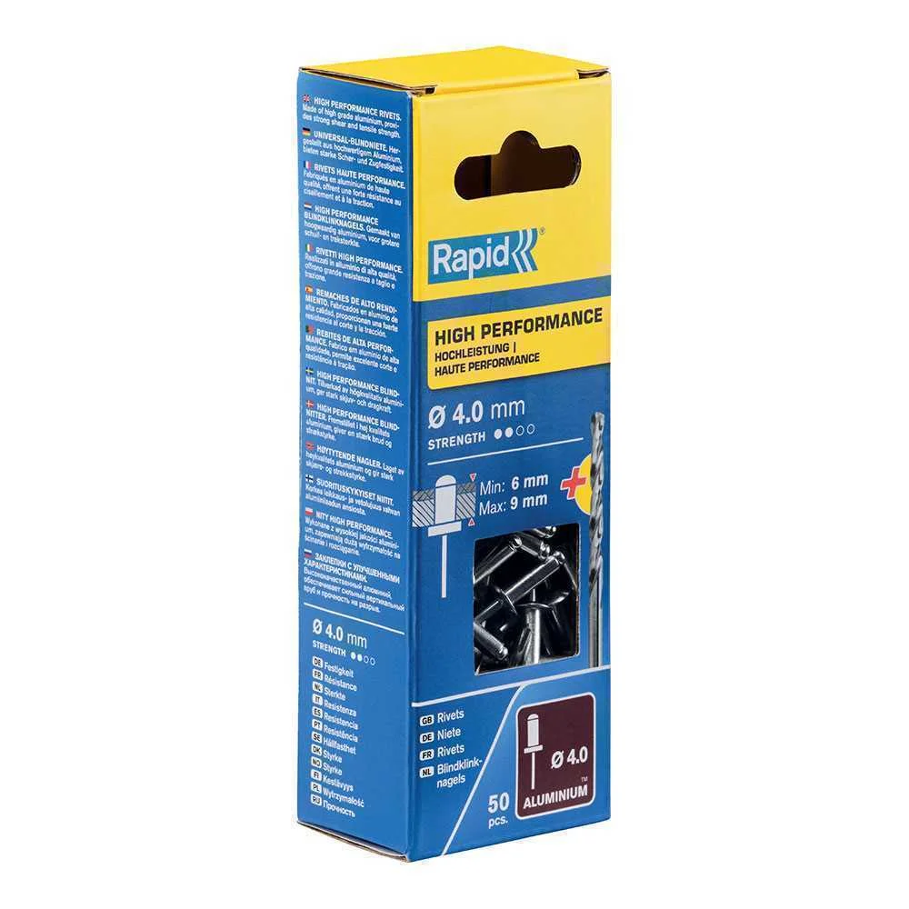 Bl&iacute;ster de 50 Rebites &Oslash;4x12mm. Alu+Broca 5000384 Rapid