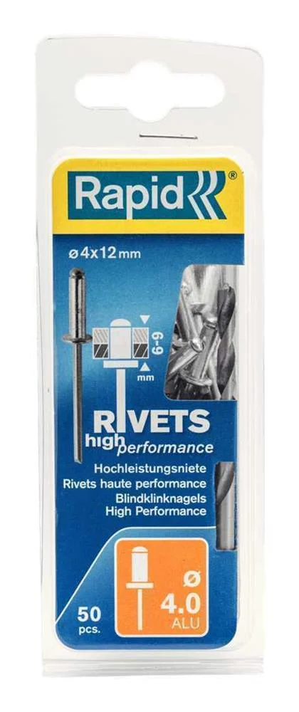 Bl&iacute;ster de 50 Rebites &Oslash;4x12mm. Alu+Broca 5000384 Rapid