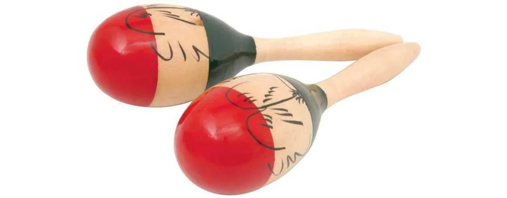 Maracas de 10" em Madeira Pintada Estilo Tradicional