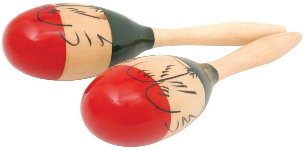 Maracas de 10" em Madeira Pintada Estilo Tradicional