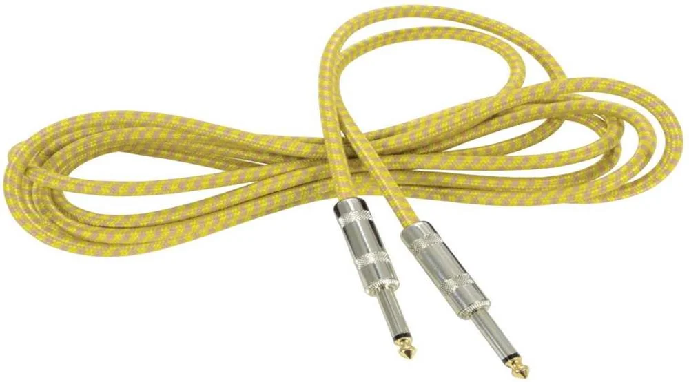 Classic Braided Guitar Lead Grey/Gold 3.0m