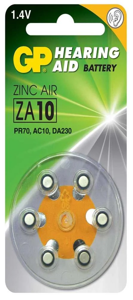 Za10 (Pr70) Yellow, 1.4v, 75mah, 3.6x5.8mm&atilde;, 6pcs/Pack.