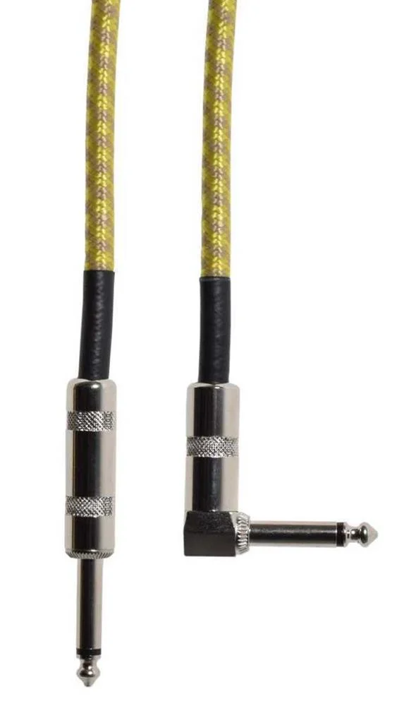 Braid Guitar Lead R/A Grey/Gold 3m