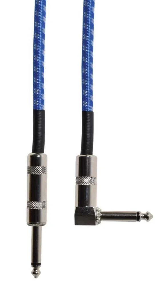 Braid Guitar Lead R/A Blue/White 3m