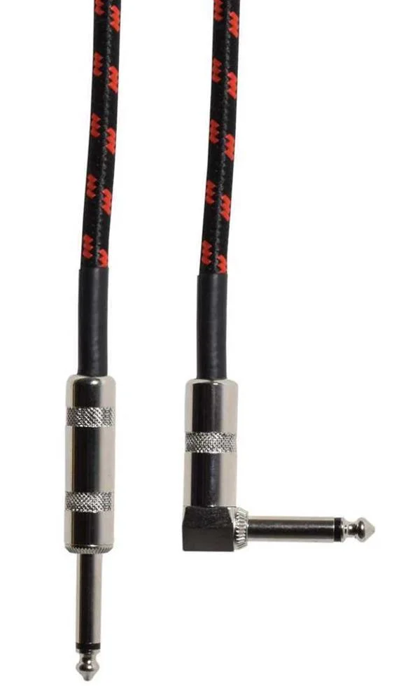Braid Guitar Lead R/A Black/Red 3m
