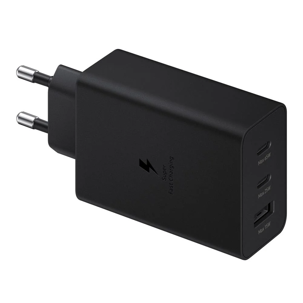 Carregador Samsung Fast Charger Trio Usb Type-C/Usb 65w Preto