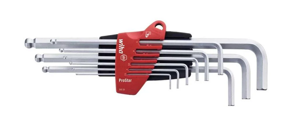 Wiha L-Key Set In Prostar Holder Hexagonal Ball End Matt Chrome-Plated 9-Pcs. (07185)