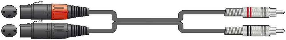 Cabo &Aacute;udio 2x XLR F&ecirc;mea para 2x RCA 0.75m