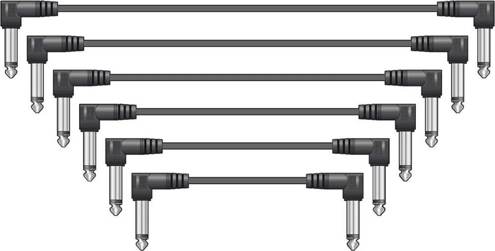 Conjunto de 6 Cabos Jack 6.3mm Mono para Jack 6.3mm Mono Preto 0.15m