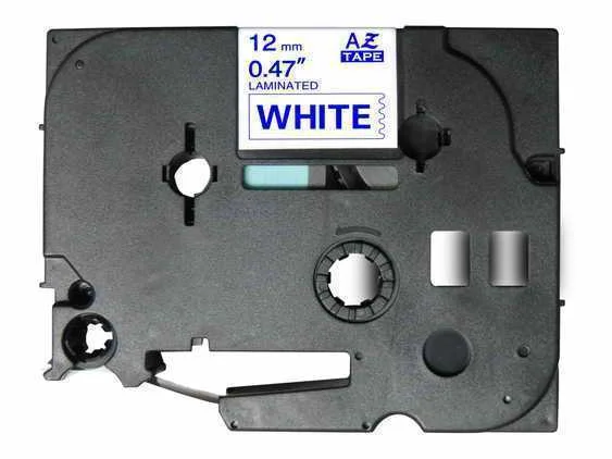 Fita Laminada Compat&iacute;vel Brother Tze-233 - 12mm X 8 Metros Azul/Branco