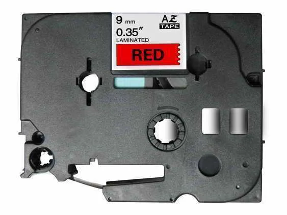Fita Laminada Compat&iacute;vel Brother Tze-421 - 9mm X 8 Metros Preto/Vermelho