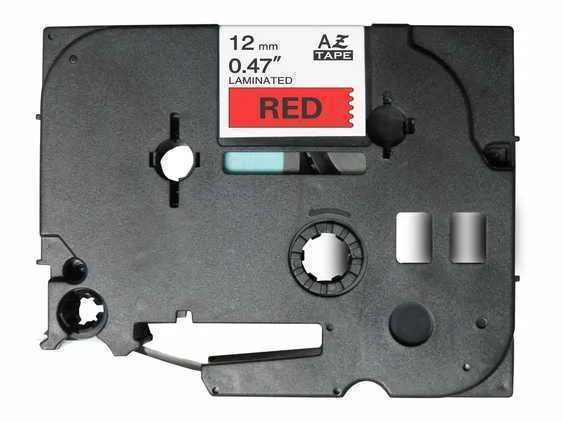 Fita Laminada Compat&iacute;vel Brother Tze-431 - 12mm X 8 Metros Preto/Vermelho