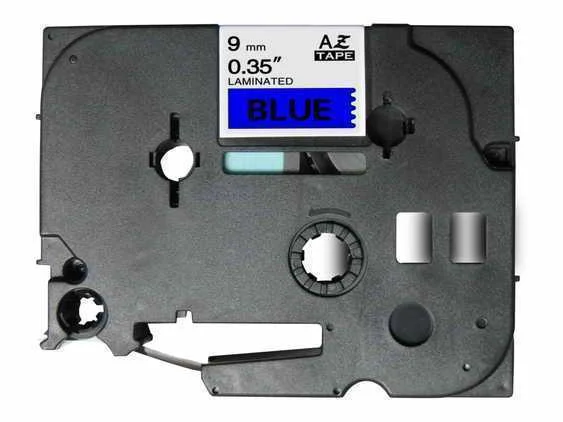 Fita Laminada Compat&iacute;vel Brother Tze-521 - 9mm X 8 Metros Preto/Azul