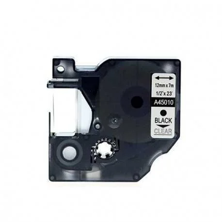 Fita Compat&iacute;vel Dymo D1 45010 - 12mm X 7 Metros Preto/Transparente S0720500