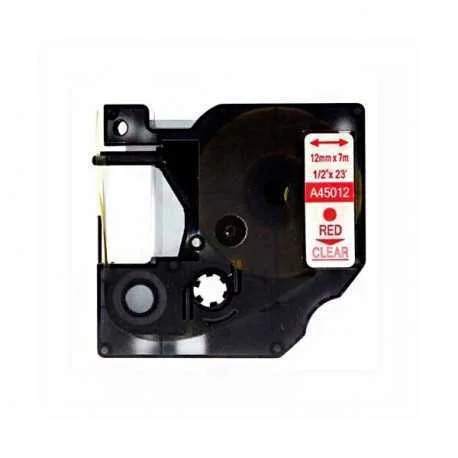 Fita Compat&iacute;vel Dymo D1 45012 - 12mm X 7 Metros Vermelha/Transparente S0720520