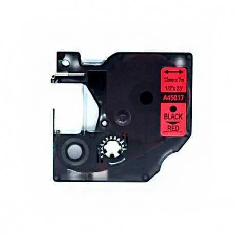 Fita Compat&iacute;vel Dymo D1 45017 - 12mm X 7 Metros Preto/Vermelho S0720570