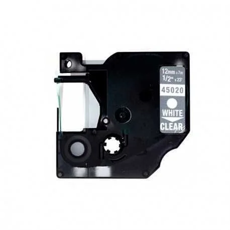 Fita Compat&iacute;vel Dymo D1 45020 - 12mm X 7 Metros Branco/Transparente S0720600