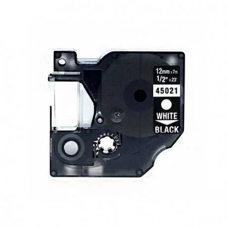 Fita Compat&iacute;vel Dymo D1 45021 - 12mm X 7 Metros Branco/Preto S0720610