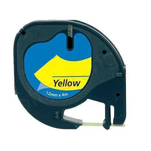 Fita Compat&iacute;vel Dymo Letratag 91202 - 12mm X 4 Metros Preto/Amarelo S0721620