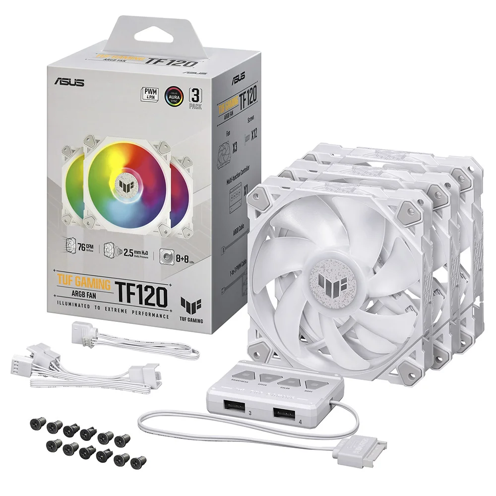 ASUS TUF GAMING TF120 ARGB WHITE EDITION 3IN1 CAI.