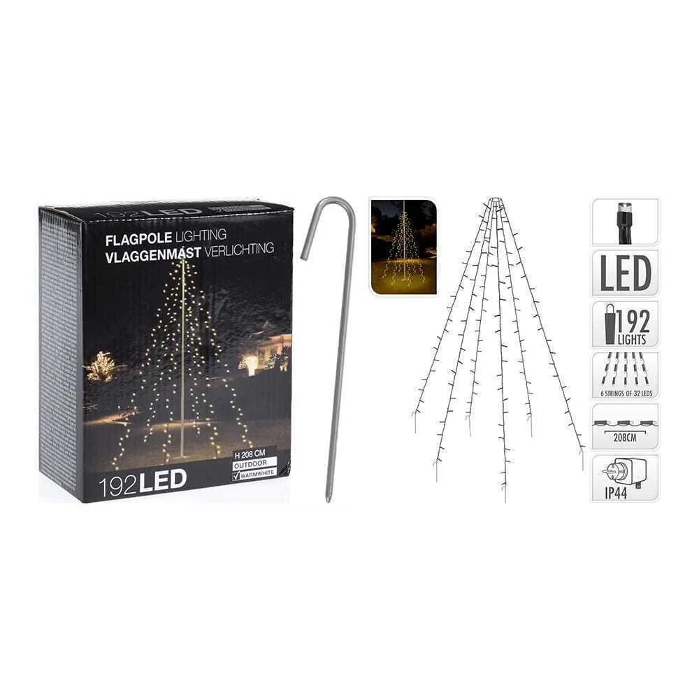 Cortina Branco Quente 192 Leds Especial para &Aacute;rvores Ip44 2,08m (Altura)