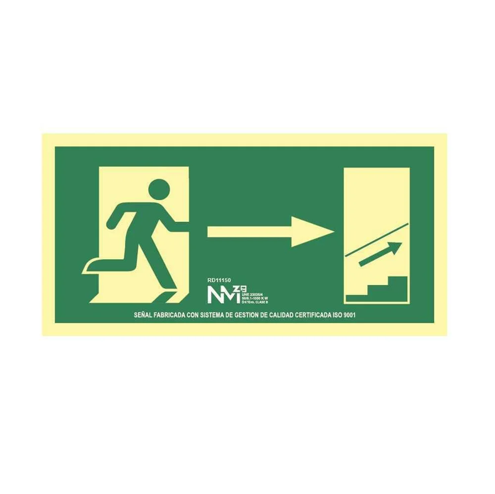 Sinal Evacua&ccedil;&atilde;o Escadas Acima &agrave; Direita Pvc 0,7mm Classe B 32x16cm B11150 Normaluz