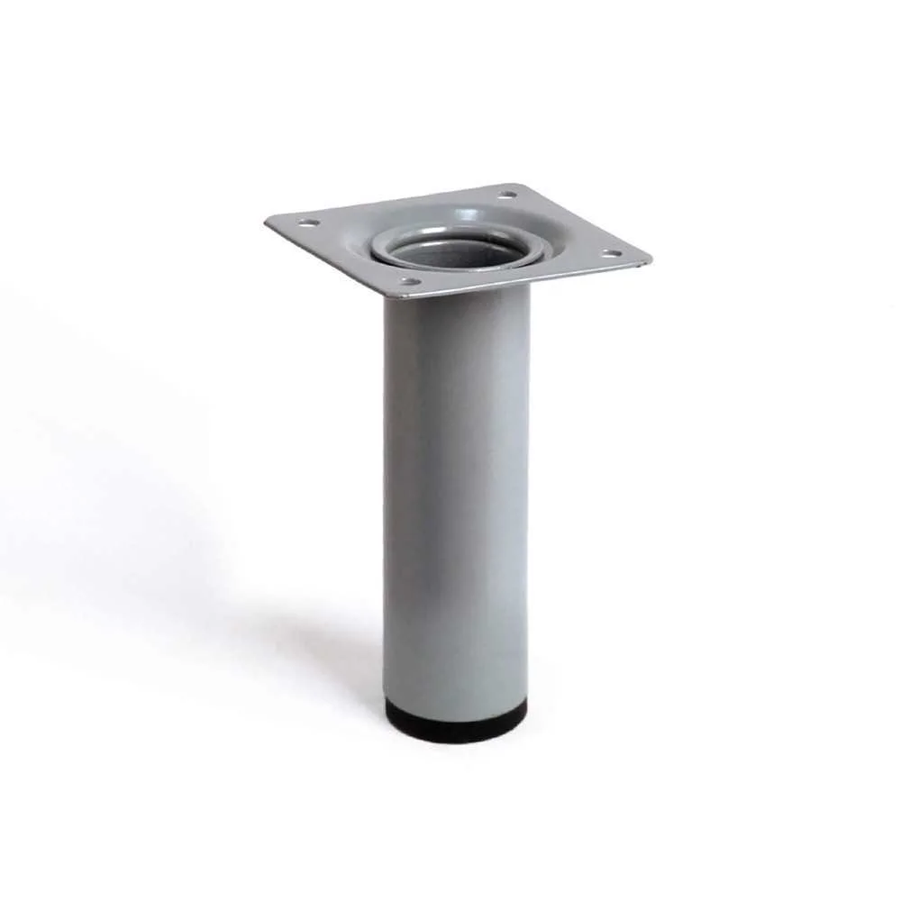 P&eacute; Cil&iacute;ndrico de A&ccedil;o. Cor Cromado Mate Mod. 401g. Medidas &Oslash;3x10cm. 2-401g.100.38 Rei