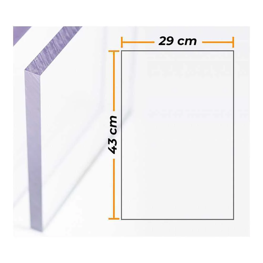 Placa Compossar Transparente Policarbonato 4 Mm 29 X 43 Cm 