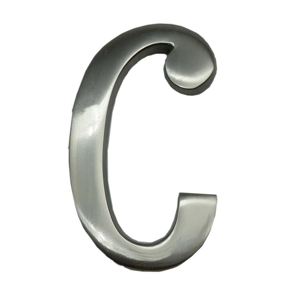 Letra C Niquel Mate 10cm Fixa&ccedil;&atilde;o Invis&iacute;vel Edm