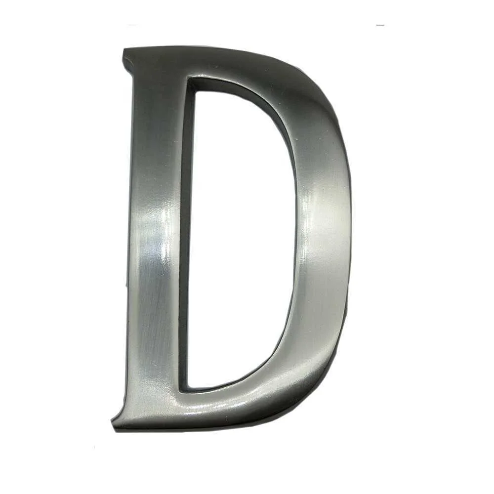 Letra D Niquel Mate 10cm Fixa&ccedil;&atilde;o Invis&iacute;vel Edm