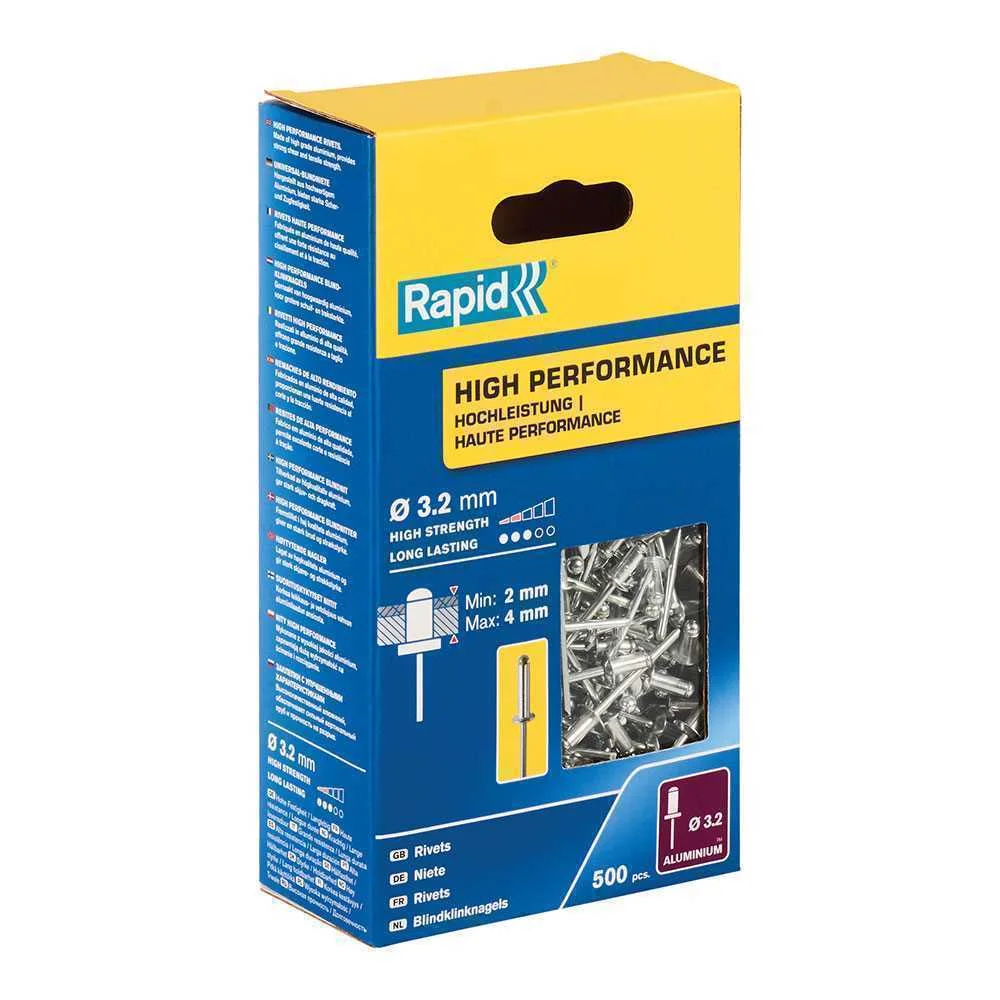 Caixa 500 Rebites &Oslash;3,2x8mm - Alto Rendimento 5001431 Rapid