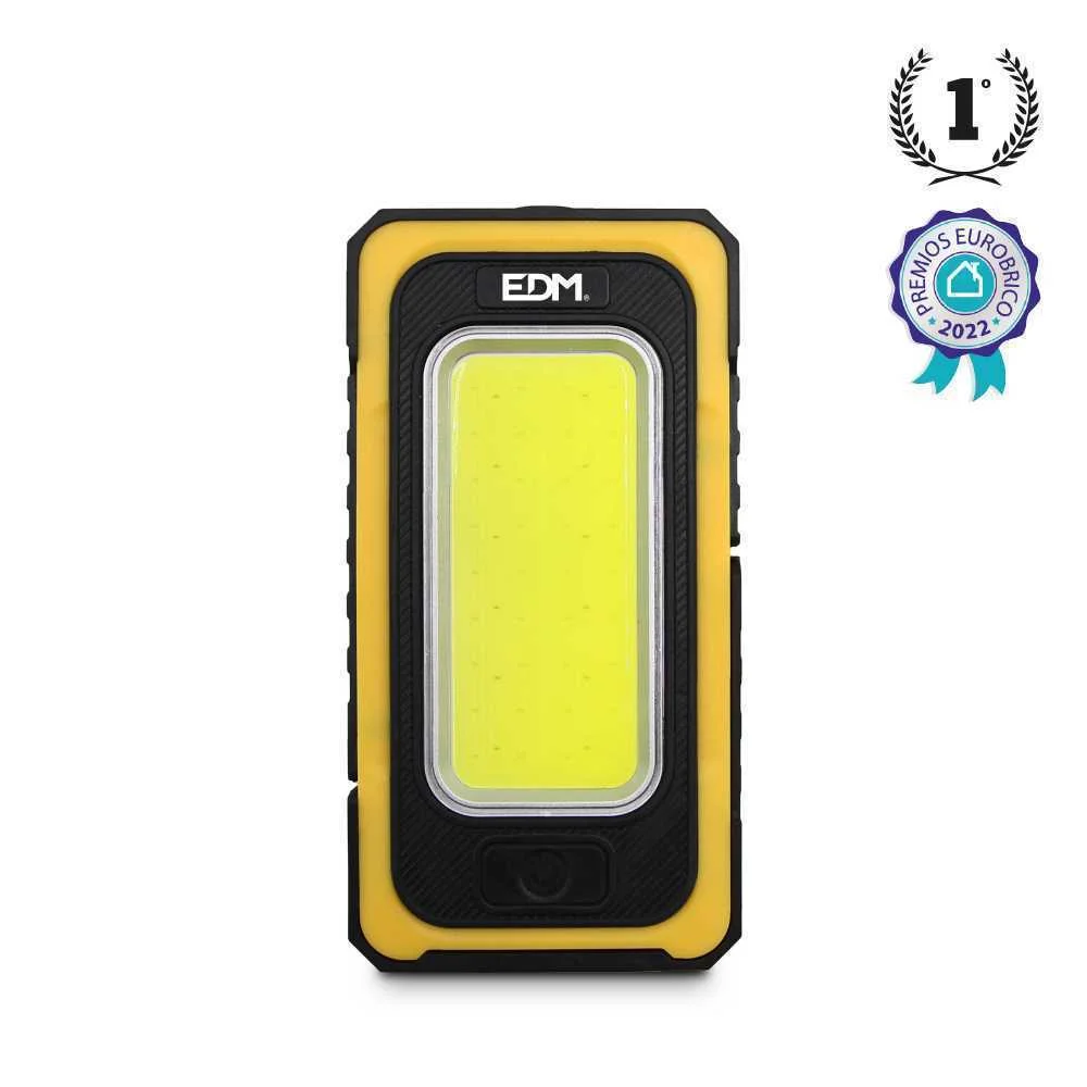 Lanterna LED Solar Recarreg&aacute;vel com Gancho e &Iacute;man Cob 10w 750lm Edm