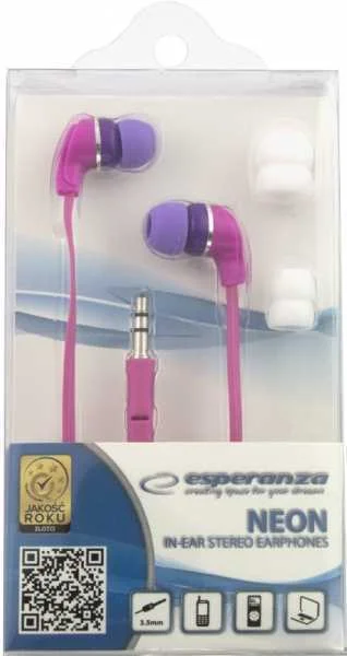 Auriculares Neon c/ Fios Stereo Rosa - ESPERANZA