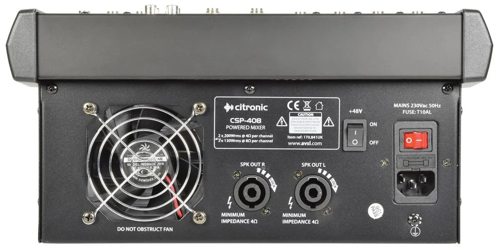 Mesa de mistura amplificada compacta da s&eacute;rie CSP 8 entradas, 2 x 200 W