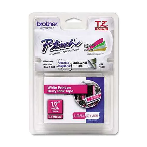 Brother Fita 12mm Branco/Rosa Mate Laminada