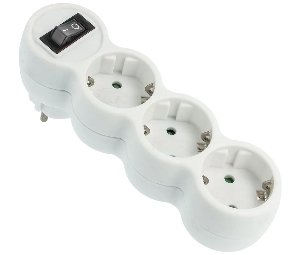 Bloco 3 Tomadas Schuko com Interruptor