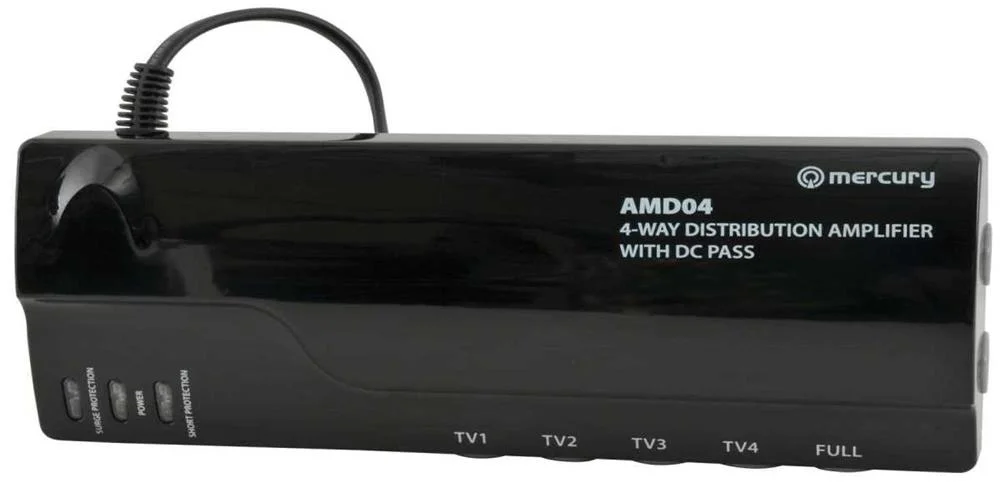 Amplificador de distribui&ccedil;&atilde;o VHF/UHF de 4 vias