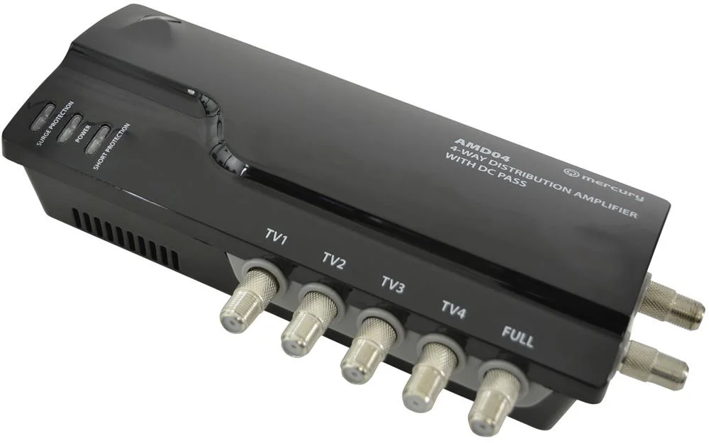 Amplificador de distribui&ccedil;&atilde;o VHF/UHF de 4 vias