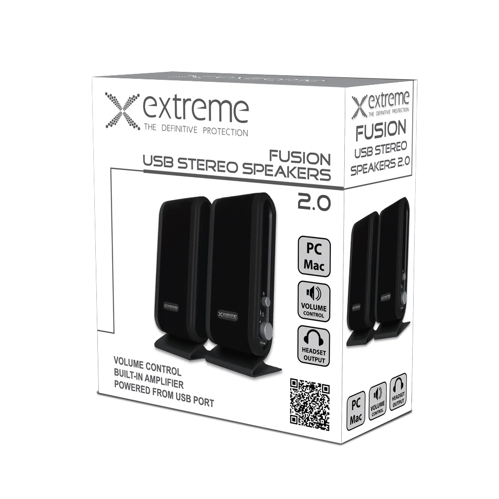 Colunas 2.0 St&eacute;reo Usb Extreme Fusion Black